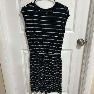 Banana Republic Black and White Striped Midi Dress